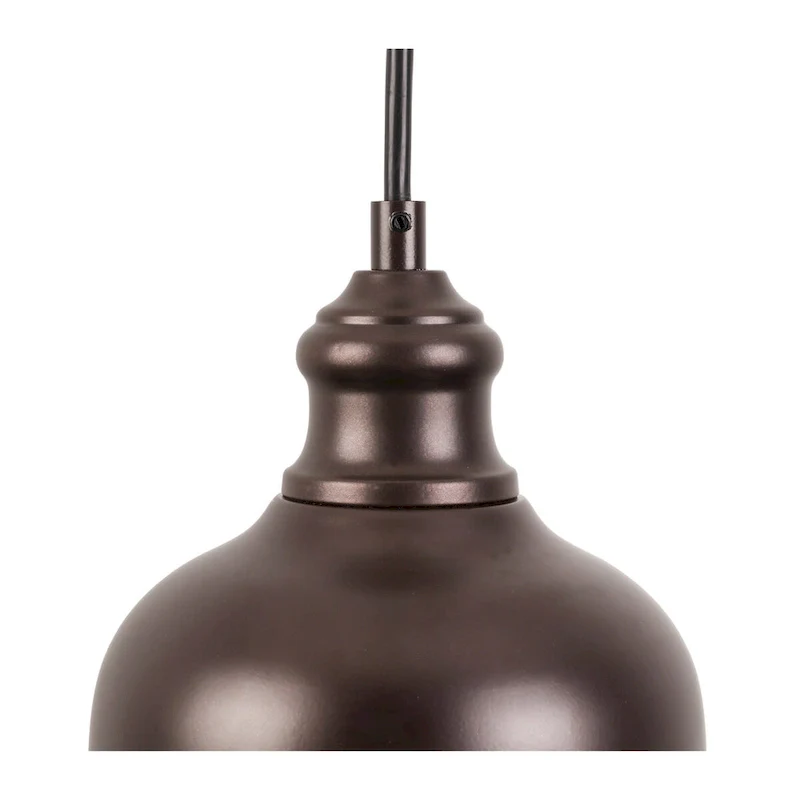 1-Light Black Hanging Pendant with Metal Dome Shaded