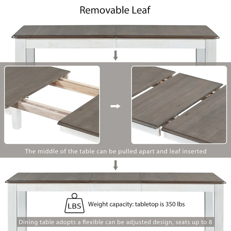 Retro Style 7-Piece Dining Table Set with Extendable Table and 6 Upholstered Chairs