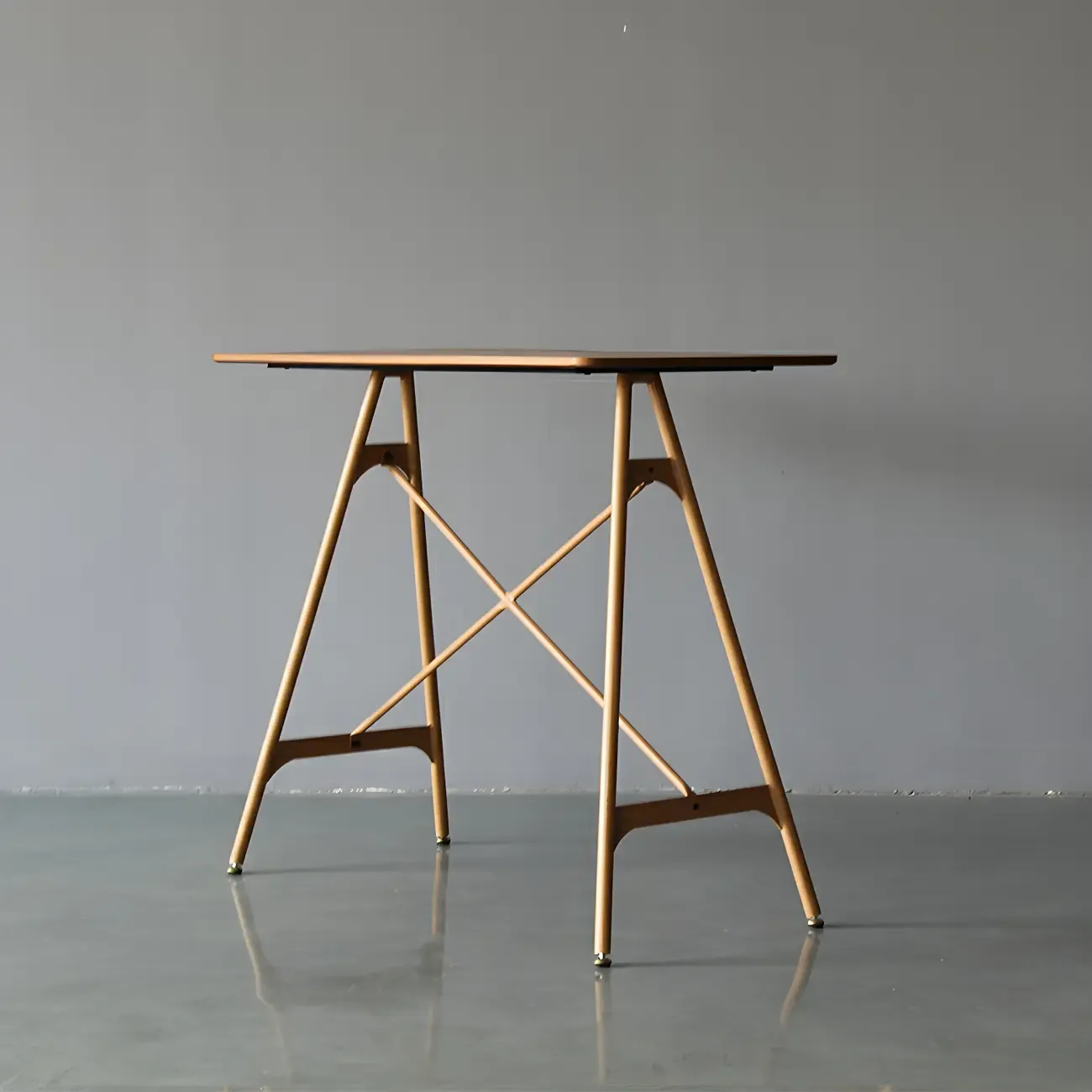 Industrial Lightweight Black Wood Wood-Tone Metal Bar Tables