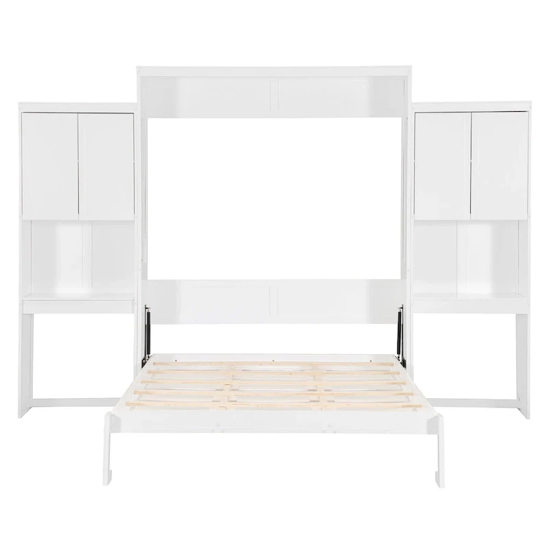 All-in-one Murphy Bed with Desk, Vanity and Wardrobe Queen Folding Bed