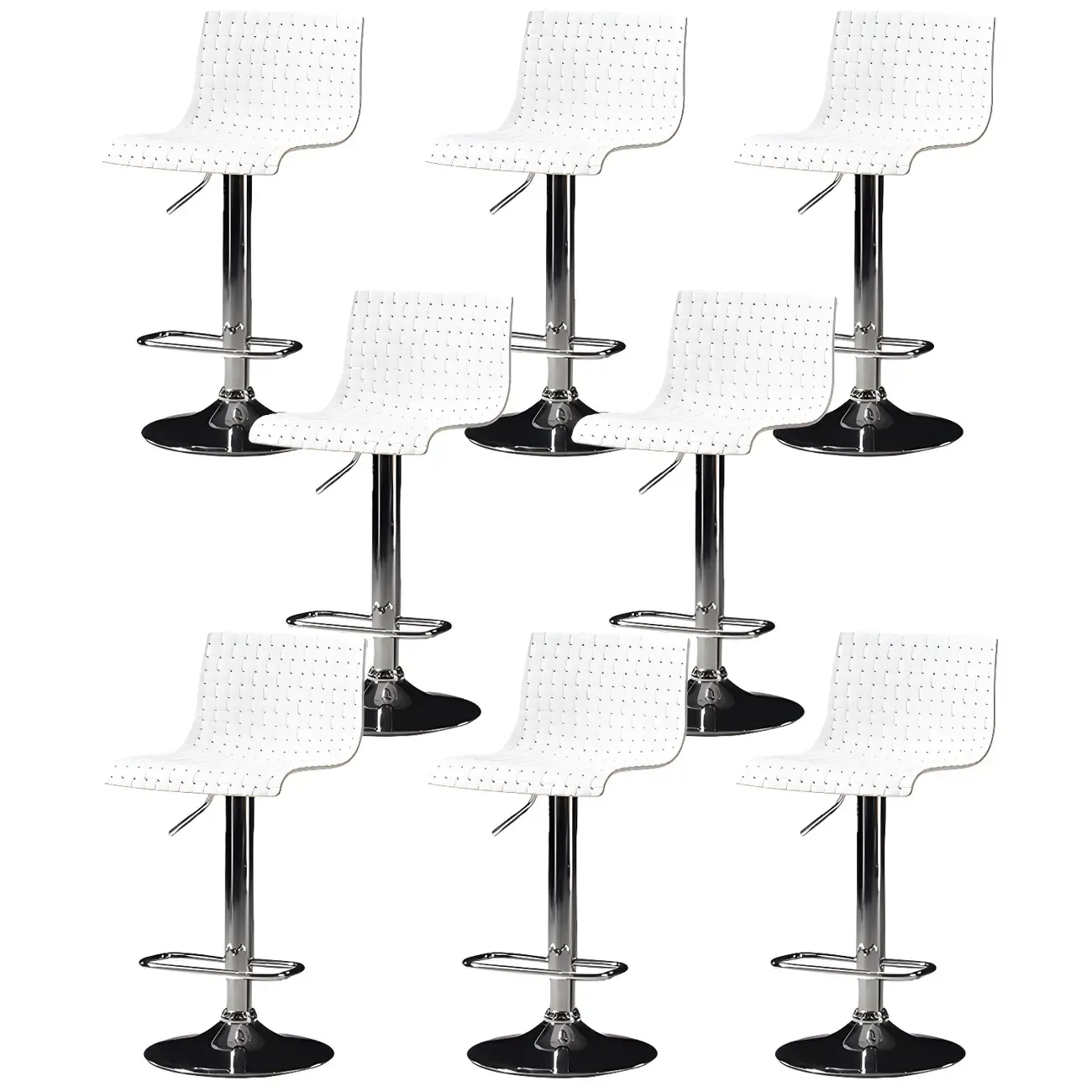 Modern Square Seat Plastic Rattan Adjustable Swivel Bar Stools