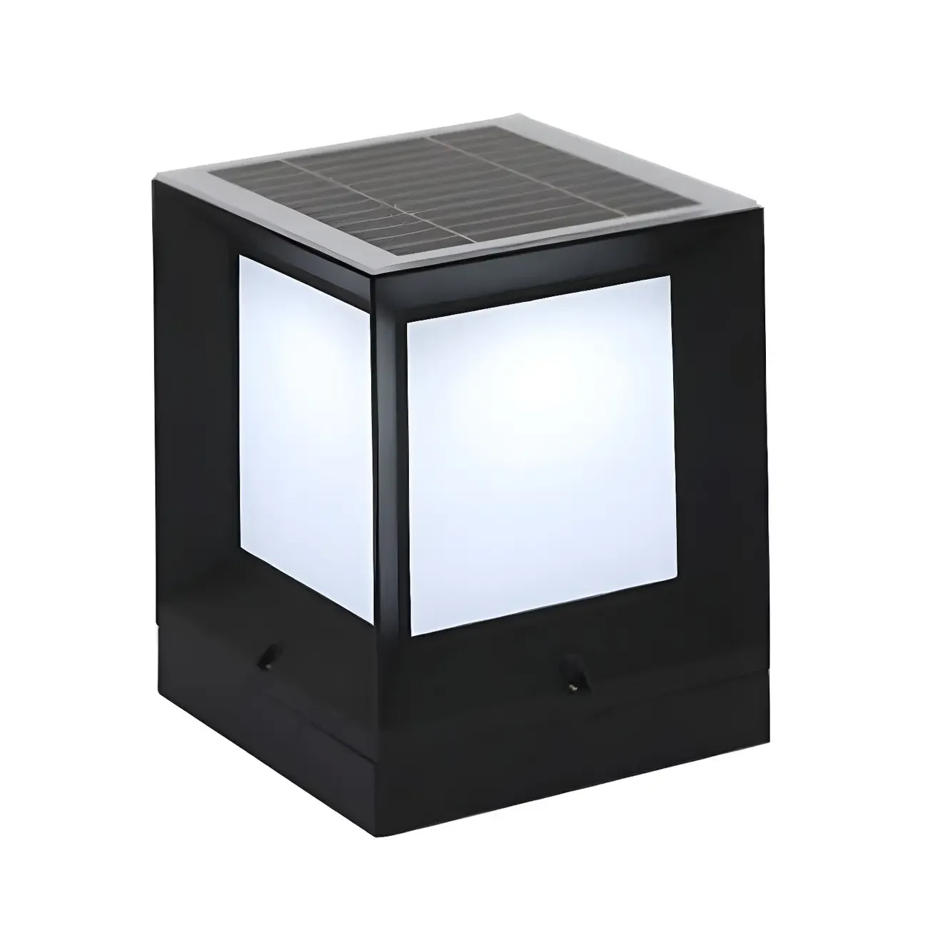 Simple Smooth Metal Cube Post Cap Light