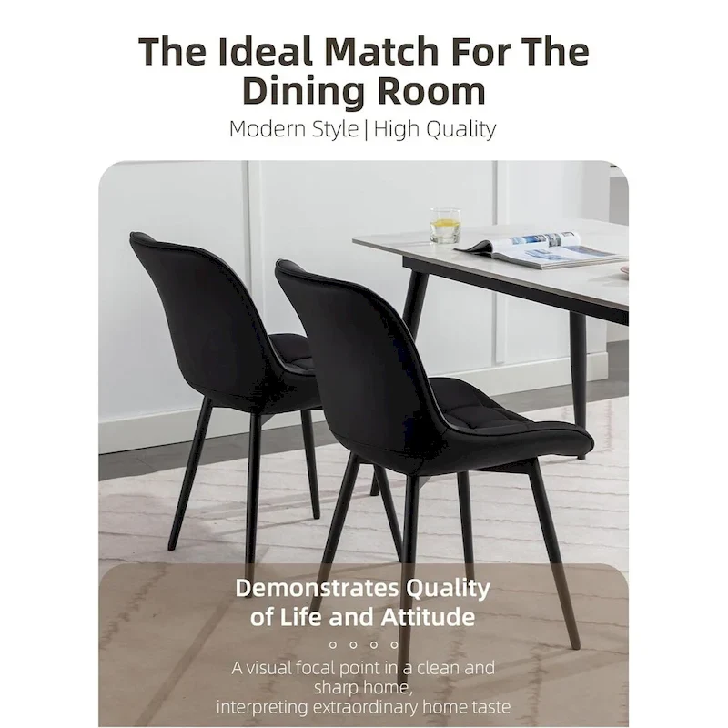 XINMICS Modern Upholstered Faux Leather Dining Chairs Set of 2
