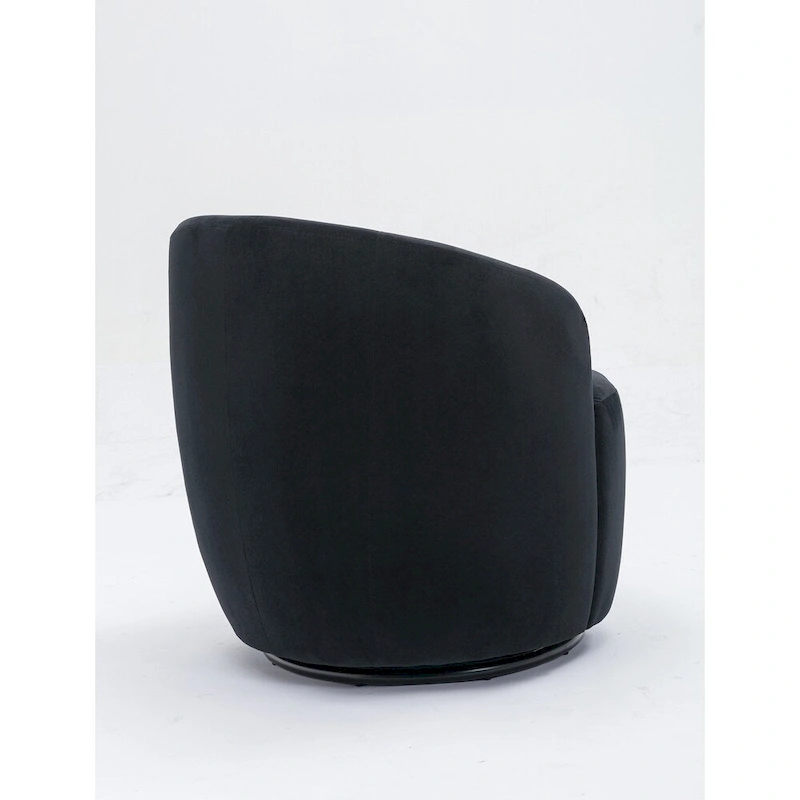 Velvet Fabric Swivel Barrel Chair with Black Powder Coating Metal Ring