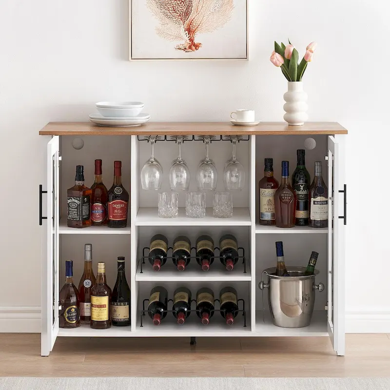 Wine Bar Cabinet with LED Light - 15.7D x 47.2W x 34.61H