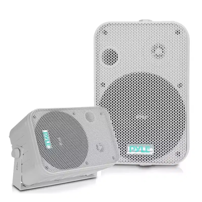Dual Waterproof Outdoor Speakers for Patio with Powerful Sound, All Devices Compatible, Easy Setup
