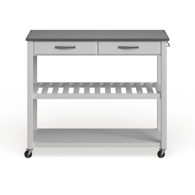 Crosley White Wood/ Stainless Steel Kitchen Cart Island - 17d x 43w x 35h