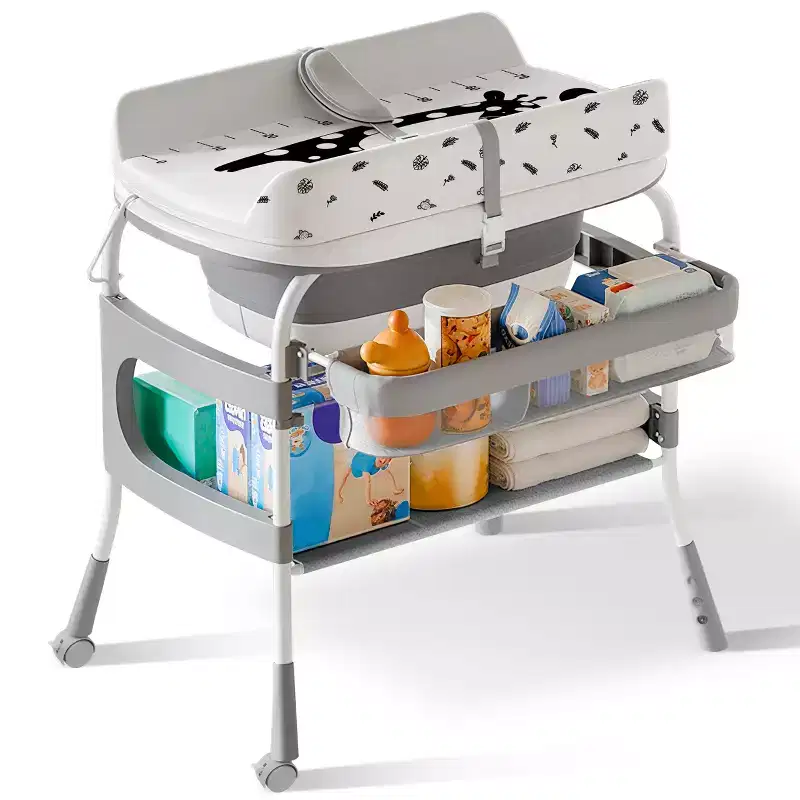 Foalom 2-in-1 Baby Changing Table and Bath Tub,Foldable Design and Storage for Newborn Care.
