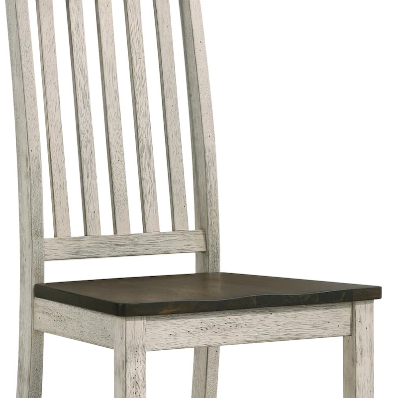 Derry Farmhouse Antique White Wood Slatted Backs Dining Chairs by Furniture of America (Set of 2)