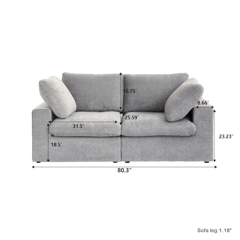 Modern Linen Down Filled Overstuffed Upholstered Sectional Sofa