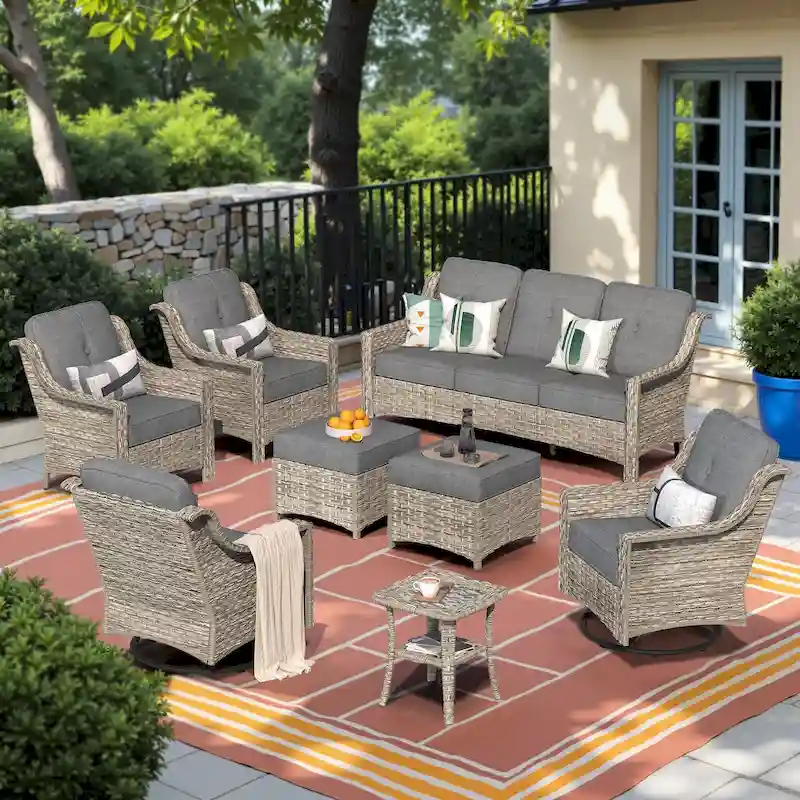 XIZZI 8-piece Patio Furniture Set Wicker Outdoor Seating Chairs