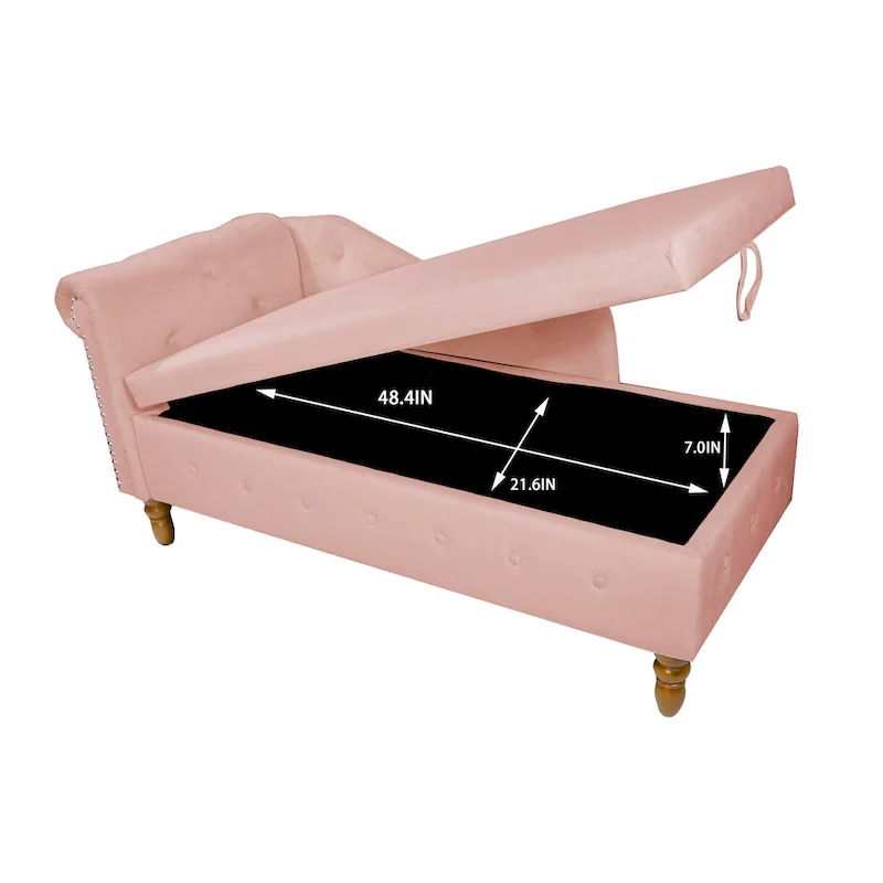 Pink Velvet Button Tufted Chaise Lounge - Single Seater
