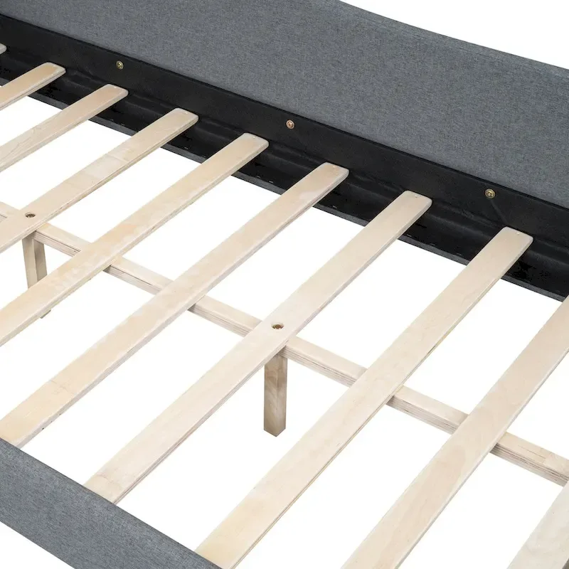 L-Shaped Linen Daybed with Solid Wood Legs