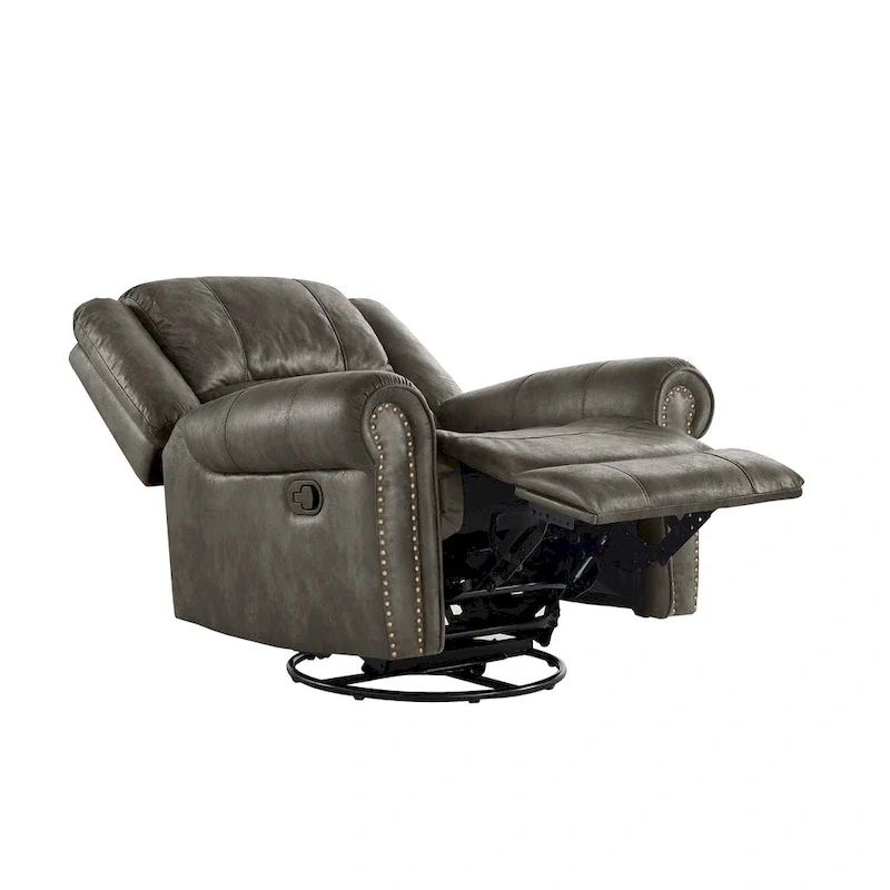 Polished microfiber rivet rotating gliding lounge chair