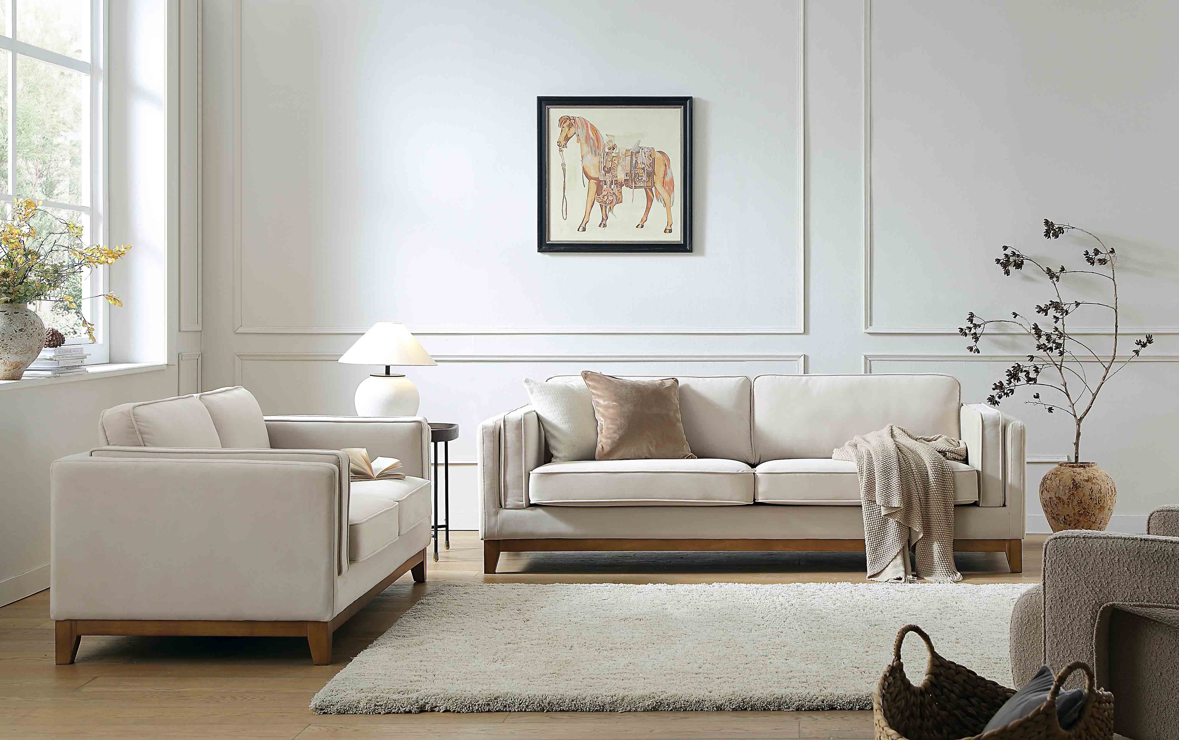 Champagne Velvet Sofa, 3-Seater