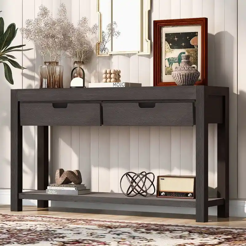 55.1 W Console Table with 2 Drawers and 1 Shelf - N/A