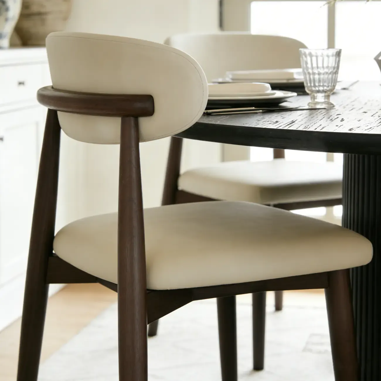 Mid-Century Modern Wooden Dining Chair Set of 2