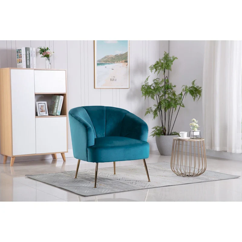 Skye Tufted Velvet Chrome Leg Accent Chair