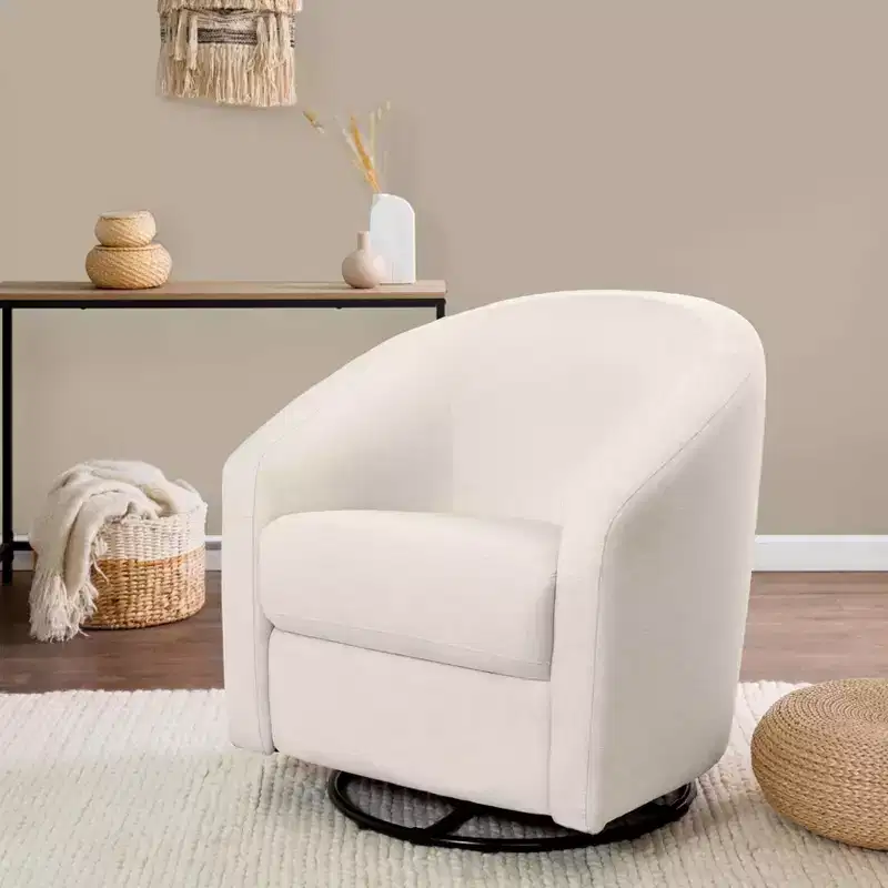 Swivel Glider Chair with 360° Rotation, Upholstered Seat, 30.5