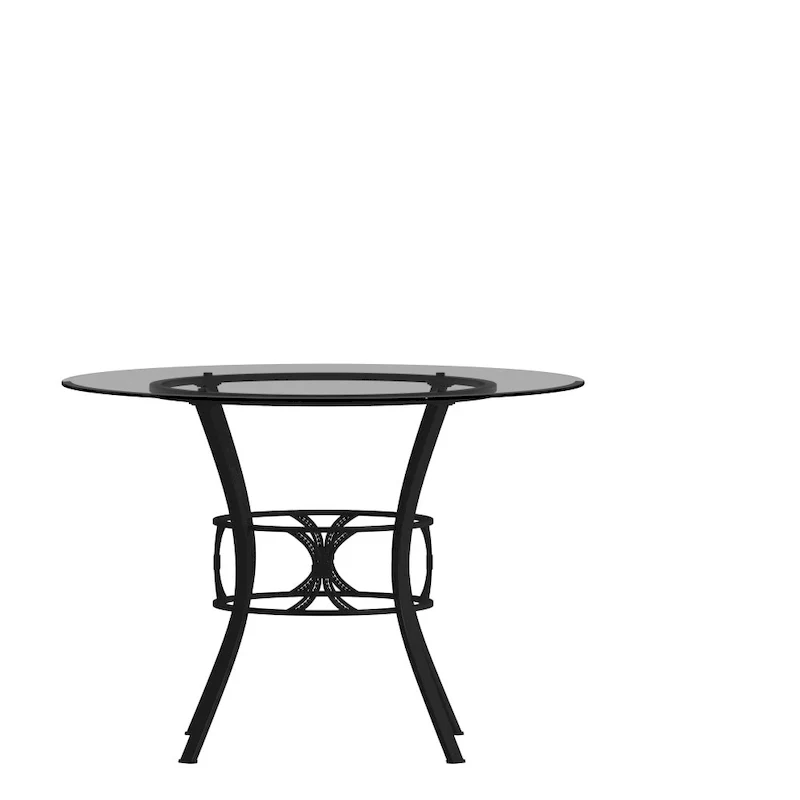 Clear Glass Round Dining Table with Metal Frame 42-inch