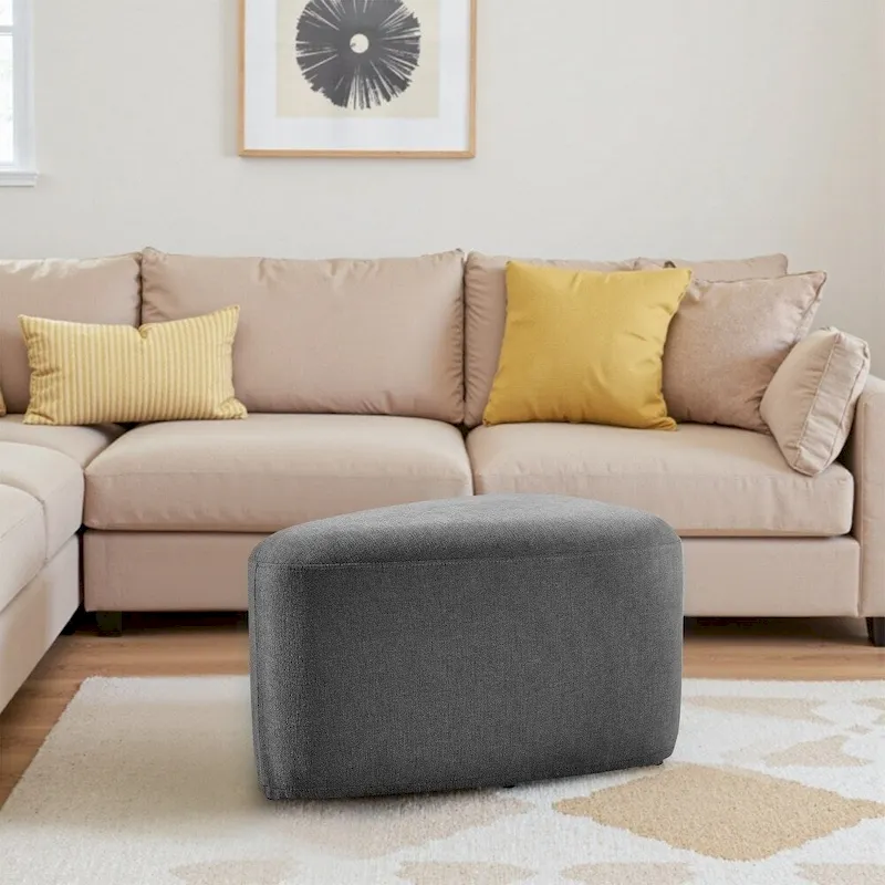 Triangular Chenille Fabric Pouf Ottoman