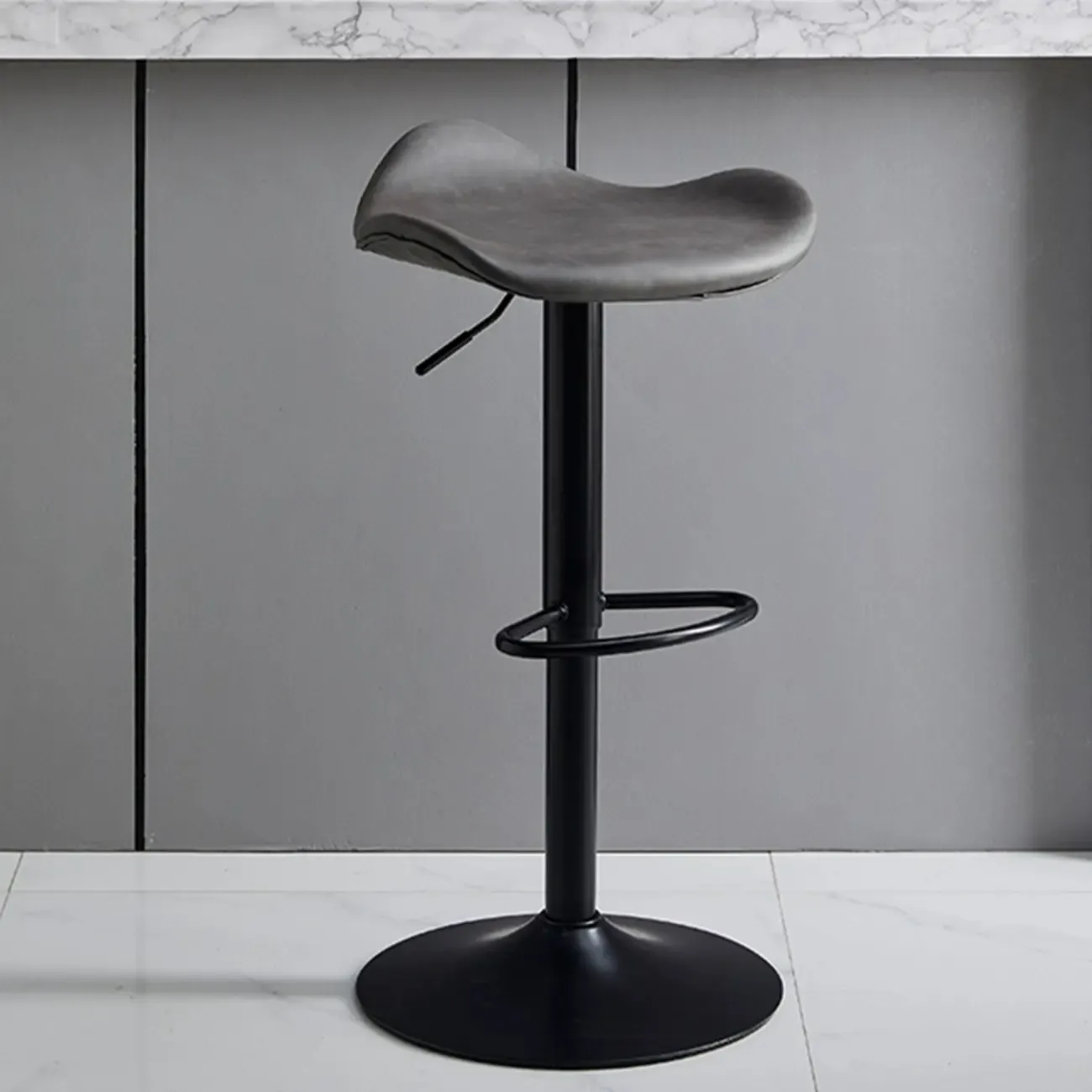 Saddle Black Pedestal Swivel Adjustable Bar Stool