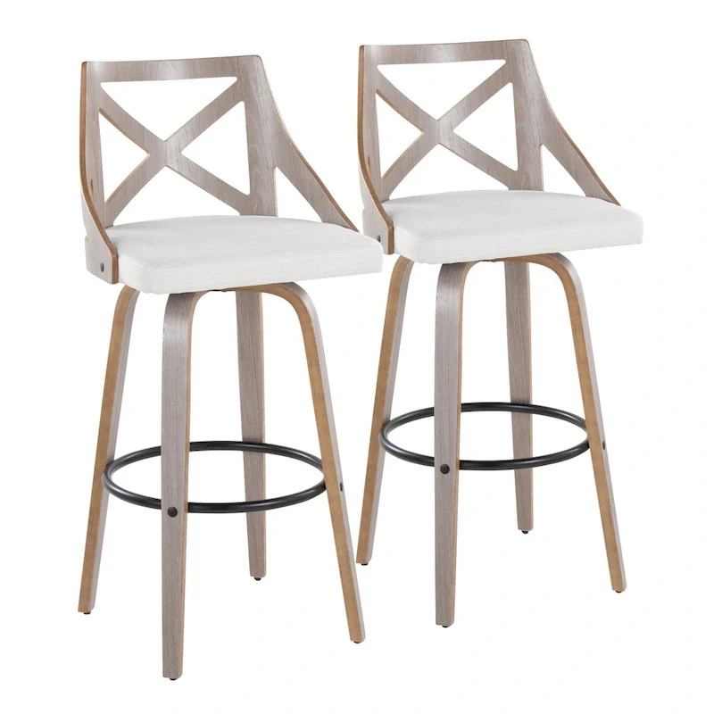 The Gray Barn Charlotte 30 Fixed-Height Bar Stool with Bent Wood Legs (Set of 2)