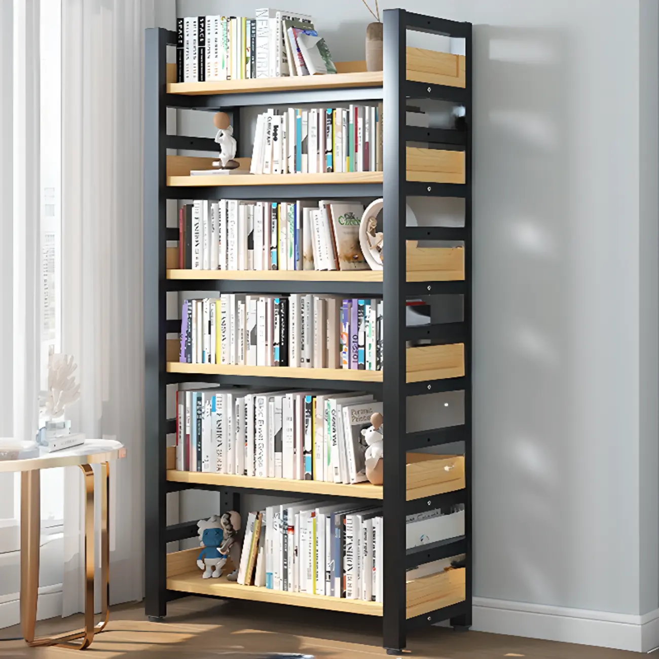Modish Multi-Layer Open Back Wooden Tall Bookshelves