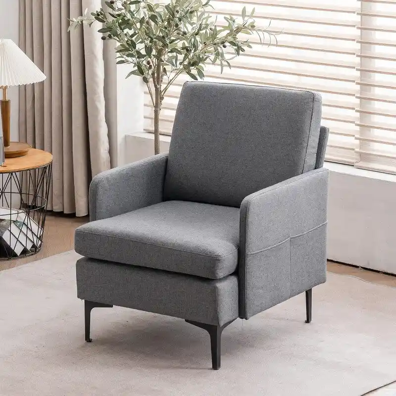 Upholstered Linen Accent Armchair