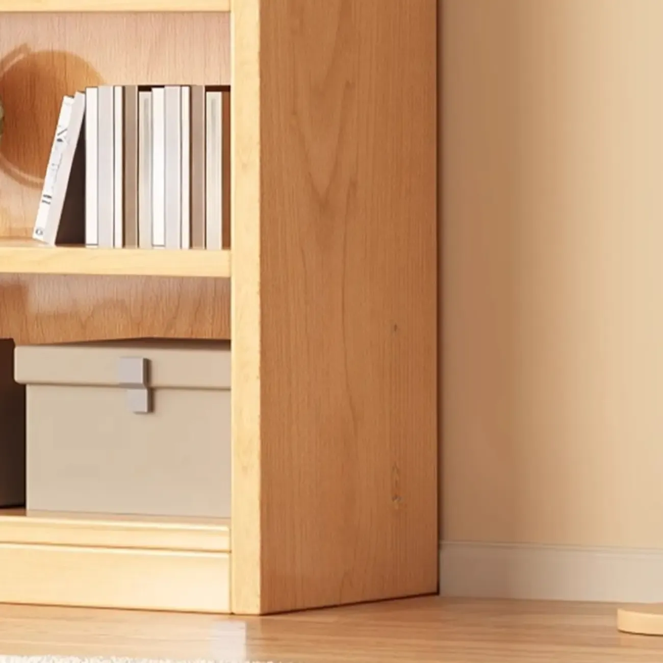 Narrow Vertical Modern Wooden Bookcase in Natural Finish