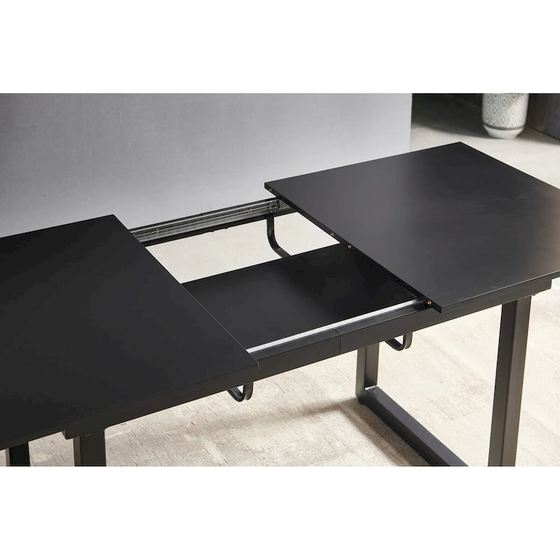 Square Extendable Dining Table with metal leg,Modern Space Saving Kitchen Table( 70.86 W x 31.5 D x 29.5 H)