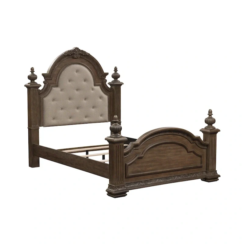 Chestnut Finish Upholstered Poster Bed