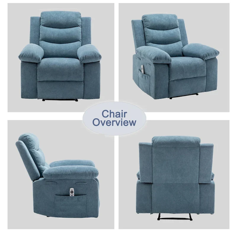 Electric recliner with seat heating and adjustable massage function