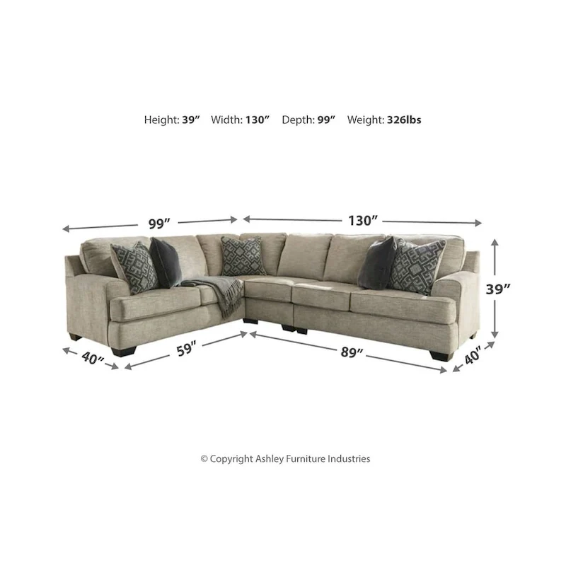 Signature Design by Ashley Bovarian Beige and Grey 3-Piece Sectional Sofa