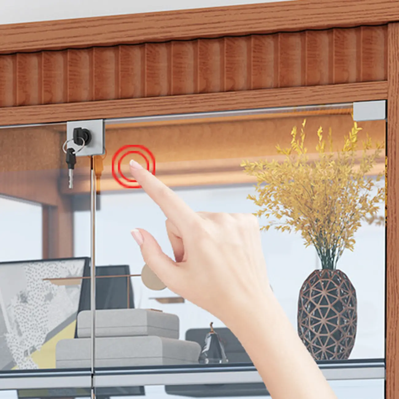 Modern Natural Wood Wine Rack with Glass Shelf