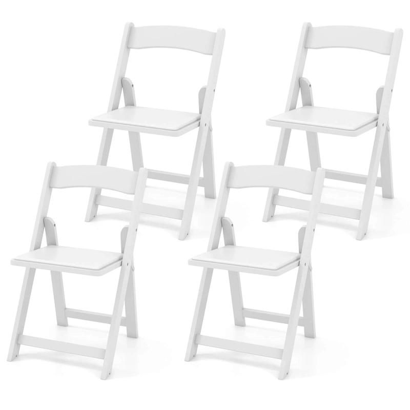 Gymax Set of 4 Dining Chairs w/ Rubber Wood Legs & Padded Seat for
