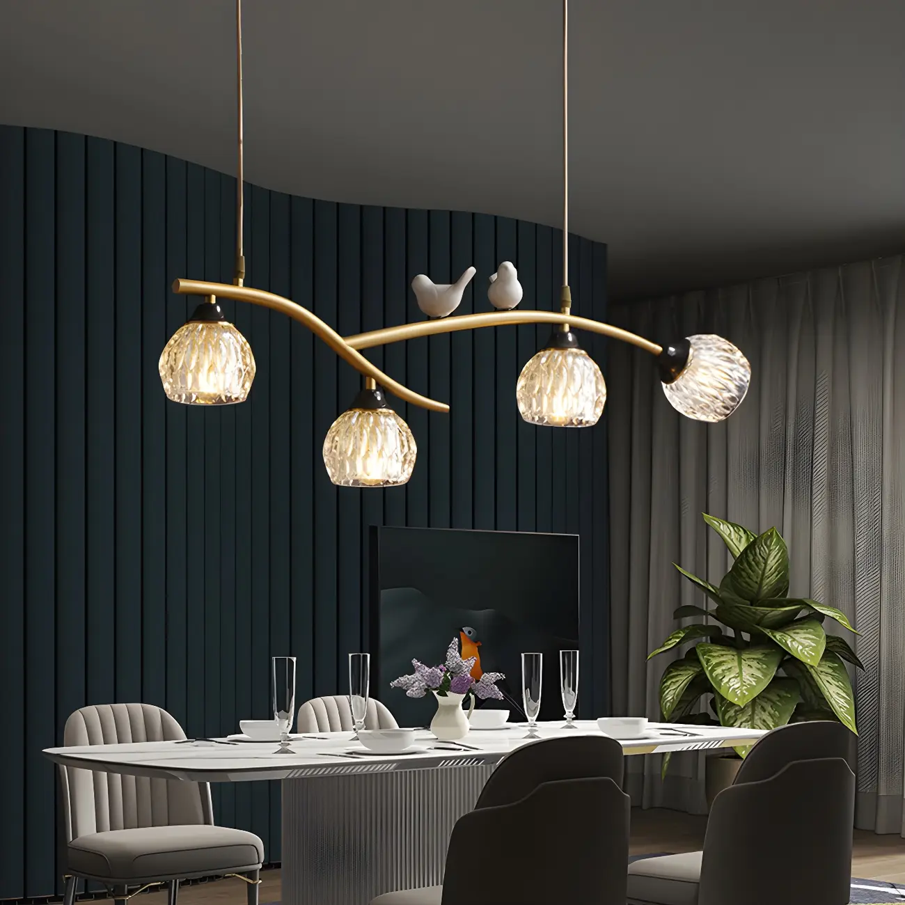 Modern Crystal Decorative Birds Pendant Light