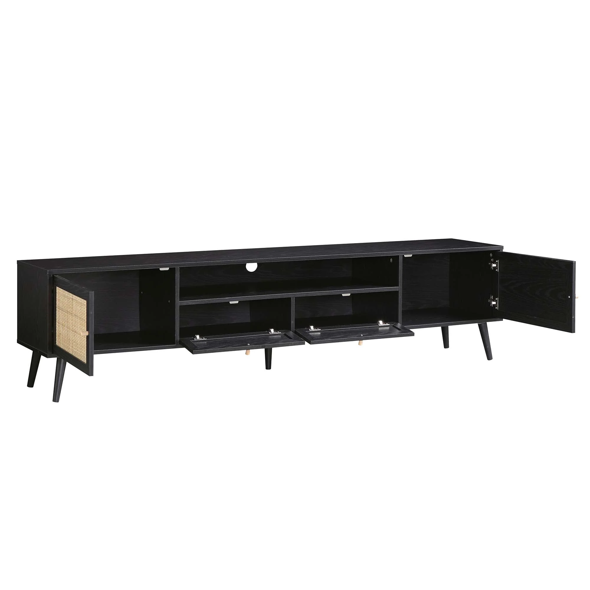 Woven Rattan 79in. Wide TV Unit, Black