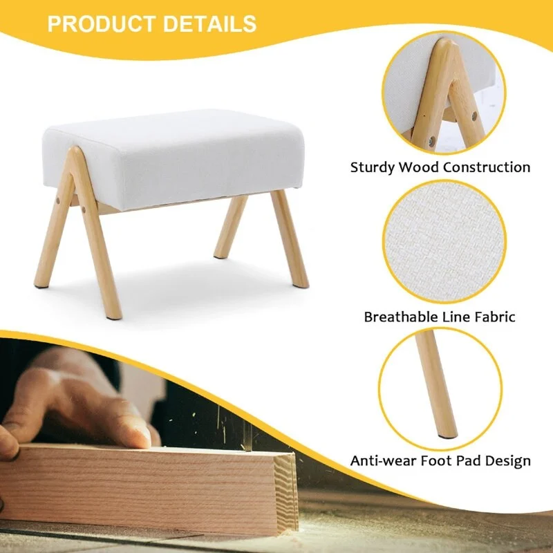 EROMMY 25.2 Wide Reclining Rocker Chair with Ottoman - High Back Rocking Chair, Soft Linen Fabric, Ergonomic Design