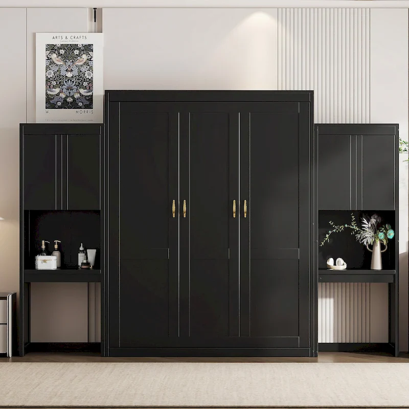 Versatile Queen Size Murphy Bed with Integrated Storage and Functionality
