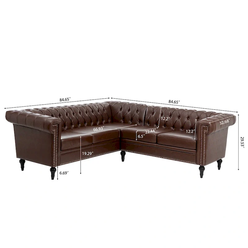 L-Shaped Sectional Sofa with PU Leather Upholstery