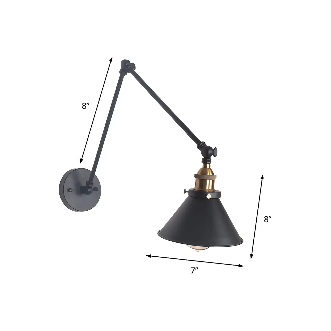 Cone Shade Metal Retro Swing Arm Wall Light