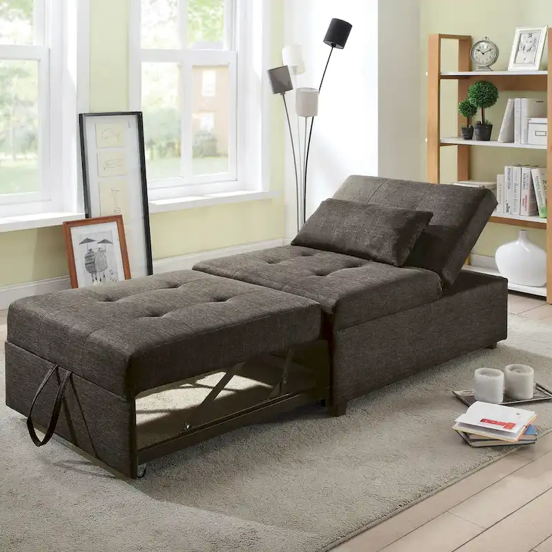 Modern Fabric Convertible Tufted Sofa Chair