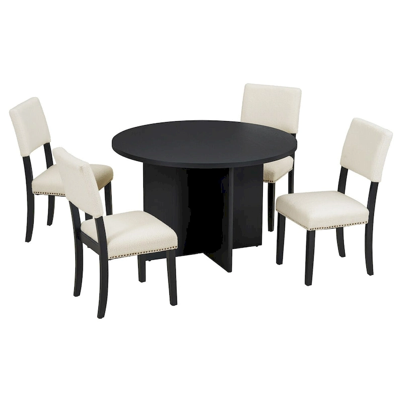 Modern 5-Piece Round Dining Table Set