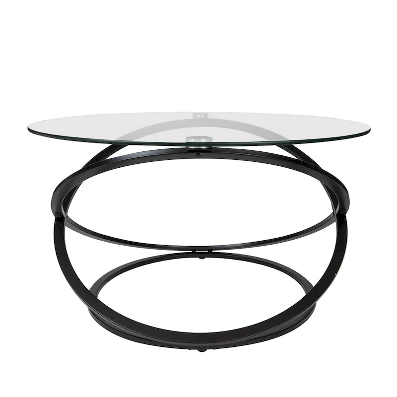 Galaxy Cross Base Tempered Glass Round Coffee Table