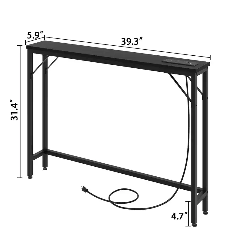 39.4 Skinny Console Table, Narrow Console Table, Behind Couch Table, Industrial-Style Sofa Table, for Living Room, Hallway