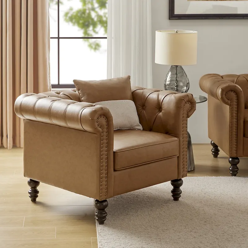 Faustina Traditional Upholstered Armchair with Solid Wood Legs by HULALA HOME