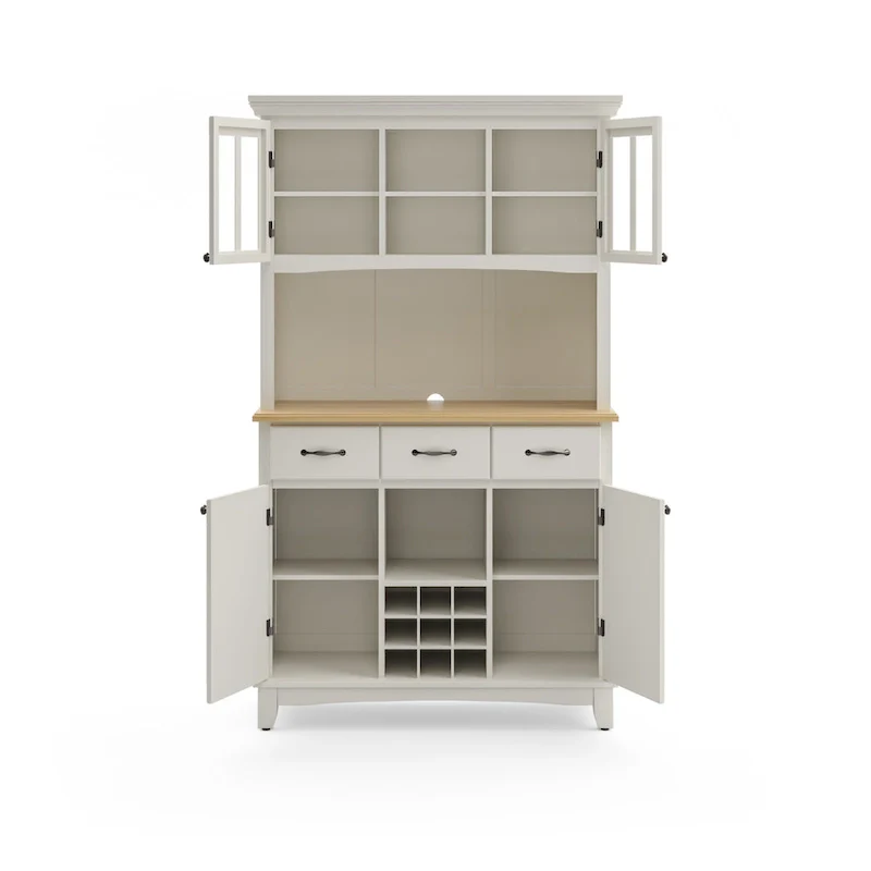 Homestyles Buffet of Buffets Off-White Server with Hutch & Wood Top
