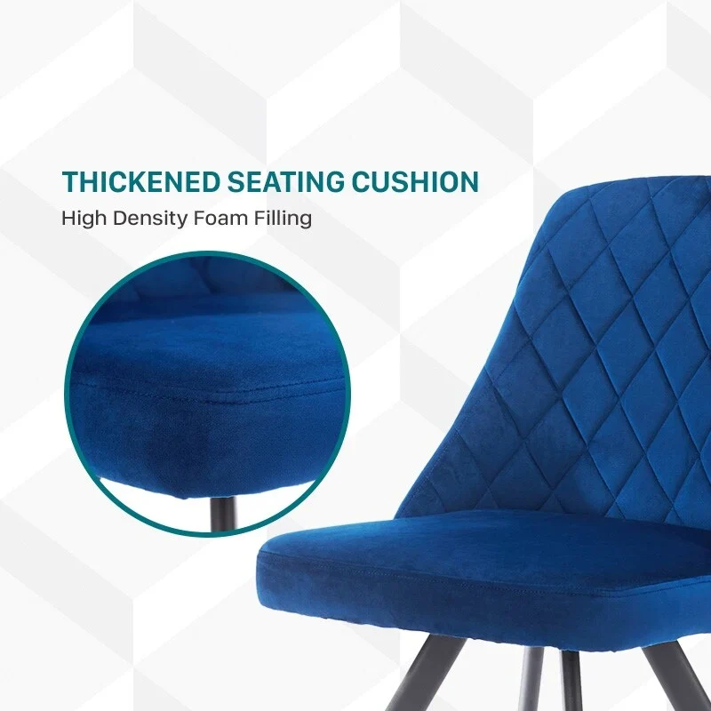 Mid-Century Modern Fabric Padded Diamond Stitch Dining Chair