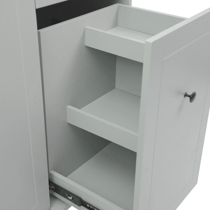 53.9 Width Rolling Kitchen Island with Drop Leaf and 3 Tier Pull Out Cabinet